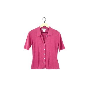 Vintage short sleeve cardigan in magenta purple size S